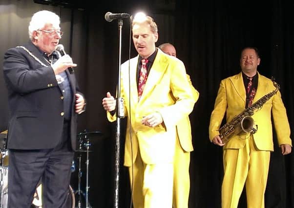 Adur Council chairman Mike Mendoza on stage with The Jive Aces at the Shoreham Centre on Sunday, September 29