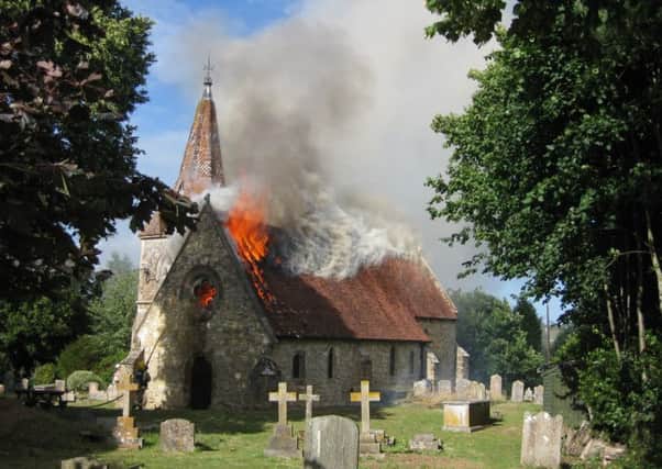 Whatlington Church fire. Picture by Peter Palmer.