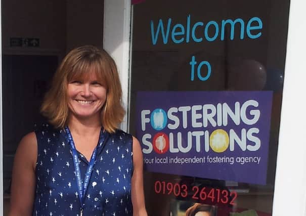 Sarah Camp outside the Fostering Solutions office in Worthing
