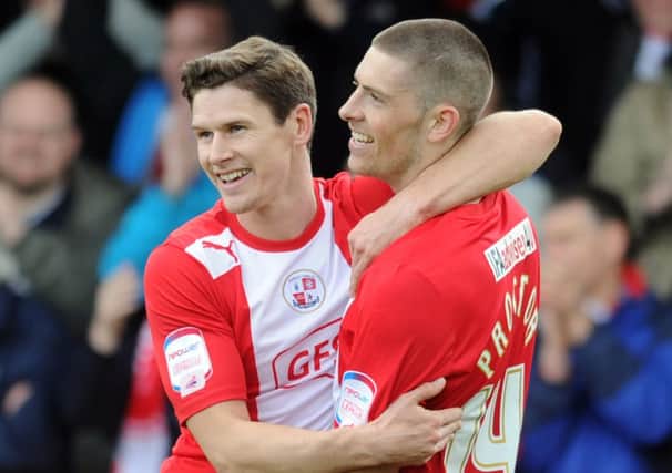 Crawley V Hartlepool - Jamie Proctor celebrates his equaliser against Hartlepool (Pic by Jon Rigby)