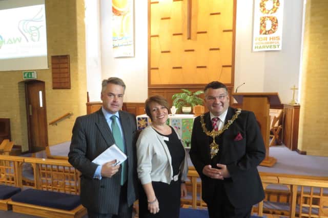 Tim Loughton, Lisa Rodrigues and Bob Smytherman at the launch of Worthing Mental Health Awareness Week