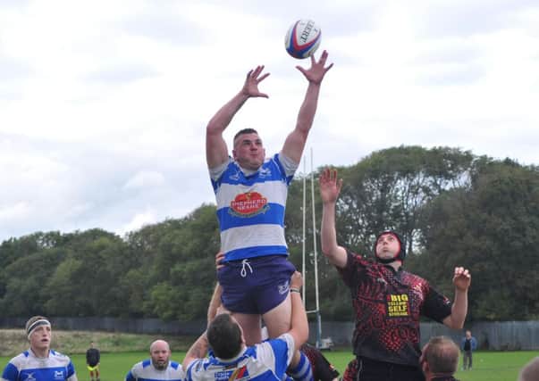 Lineout action from Hastings & Bexhill's 40-0 win over Southwark Lancers. Picture by Steve Hunnisett (eh41020a)