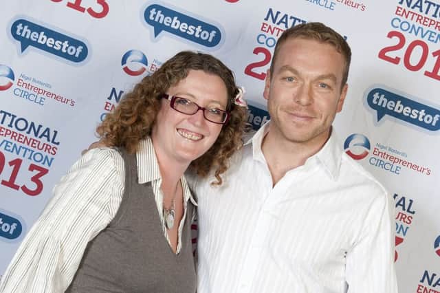 Iguana Training owner Lucy Ignatiadis with Sir Chris Hoy at the National Entrepreneur Awards ceremony recently