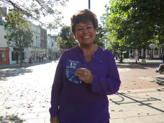 Sharon Clarke with some of the new Worthing loyaty cards