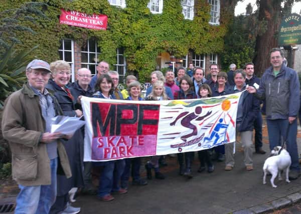 Supporters of Steyning Parish Council's skatepark held a protest outside the parish meeting in Springwells