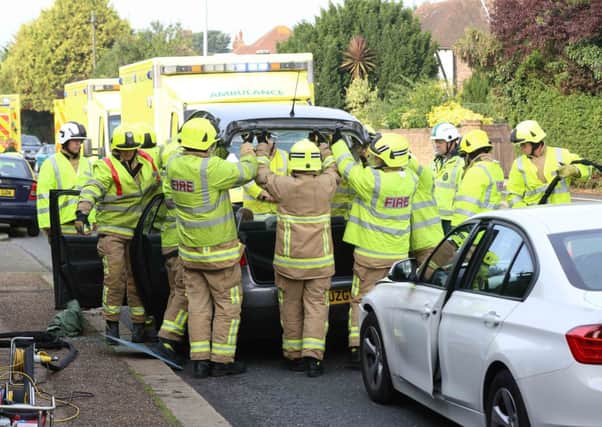 Fire crew cut the roof off a Volkswagen to free the women inside