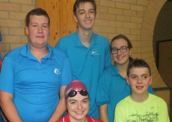 Marlins disability swimmers: Below from left to right:

Top row: Seb Ward, Richard Sambrook, Fabienne Andre 

Bottom row: Georgina Williams, Christopher Lovejoy