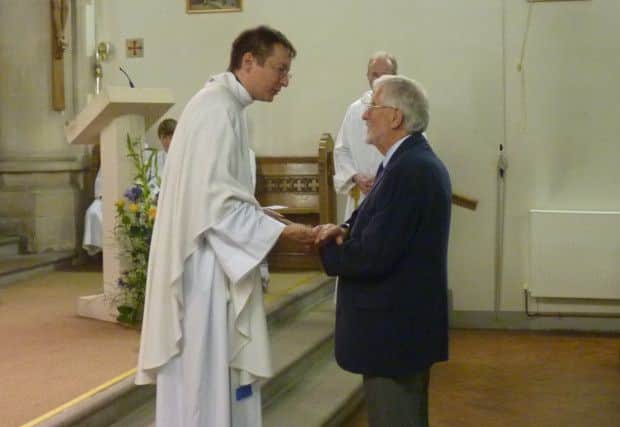 Fr Charles welcomed by Mr Terry Lane Chair of Parish Pastoral Team