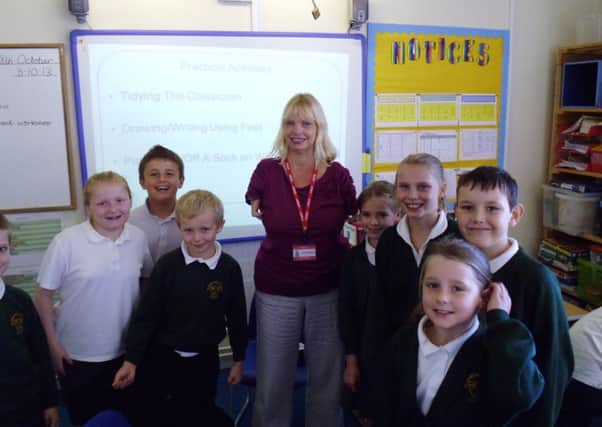 Alison Wright with pupils at the workshop