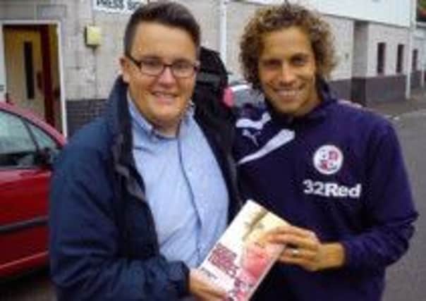 Crawley Town player and author Sergio Torres meets journalism student and Crawley Town fan Warren Lucy
