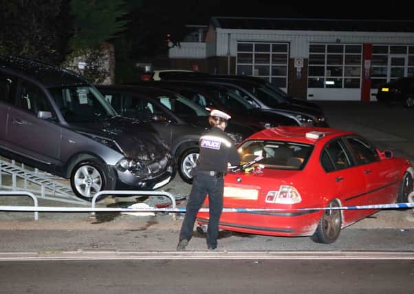 Police at the site of the crash, in Littlehampton, last night       PHOTO: Eddit Mitchell