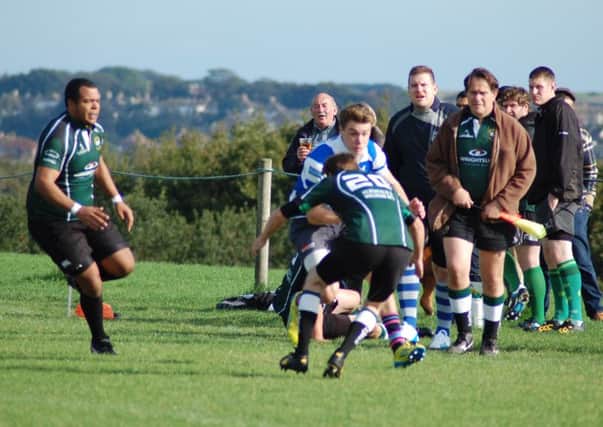 Tim Sills in possession for Hastings & Bexhill seconds against Heathfield & Waldron thirds last weekend