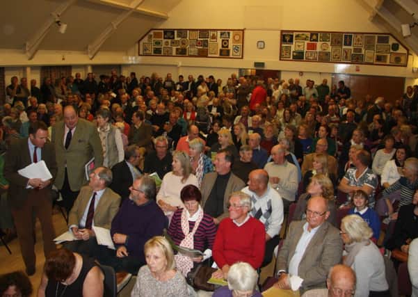 Villagers pack out a Hassocks meeting to discuss proposals for a new market town (submitted).