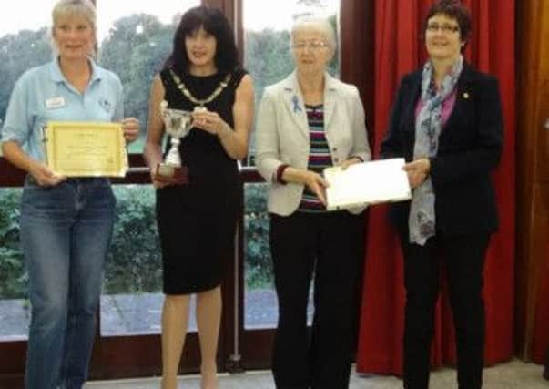 Jacky and Margaret pictured with Haywards Heath Mayor, Sandy Ellis, and with Jane Plumb MBE, who founded the Group B Strep Support charity.