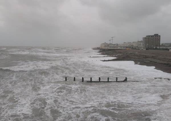 High tide in Worthing yesterday afternoon