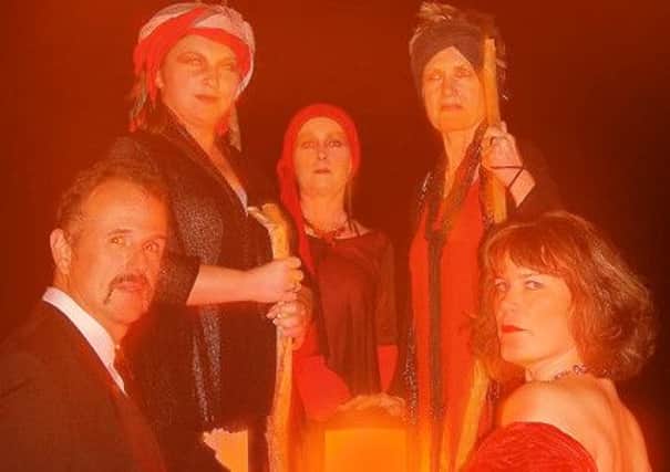 Left to right, Christopher Parke as Macbeth, chief witches Laura Brookes, Yvonne Fair and Jane Pemberton, and Veronica Brookes as Lady Macbeth