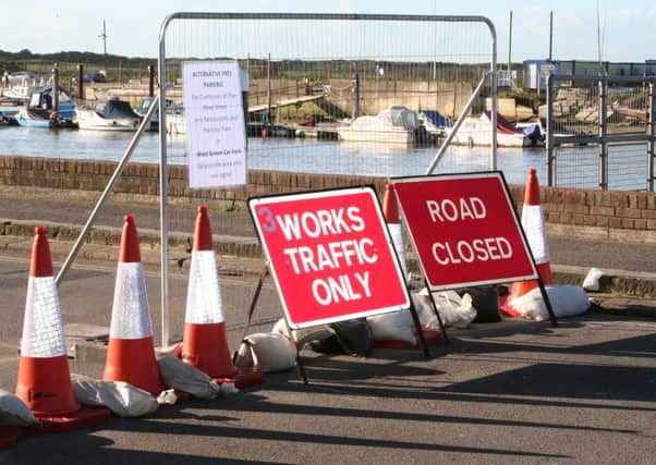 Pier Road has been closed to traffic as work begins on the flood defences