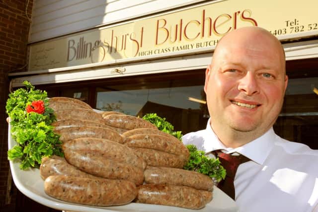 JPCT 041113 James Congdon, Billingshurst Butchers. Made new sausage the Billingshurst Banger. Photo by Derek Martin