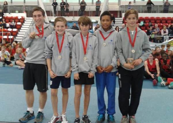 Golden. The winning Under-13 relay team