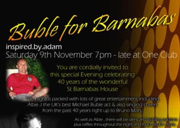 Buble for Barnabas at One Club event poster