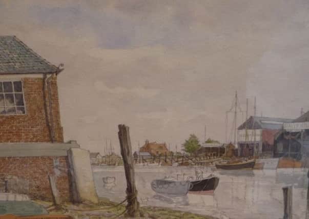 Study of Littlehampton harbour, in 1947, by Sydney Maiden