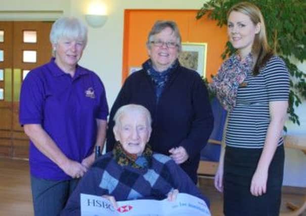 Harry Molineaux with Sue Broxham and Raye Mills ( Broadwater Carnival Society), and Jennifer Hanraads (Queen Alexandra Hospital Home)