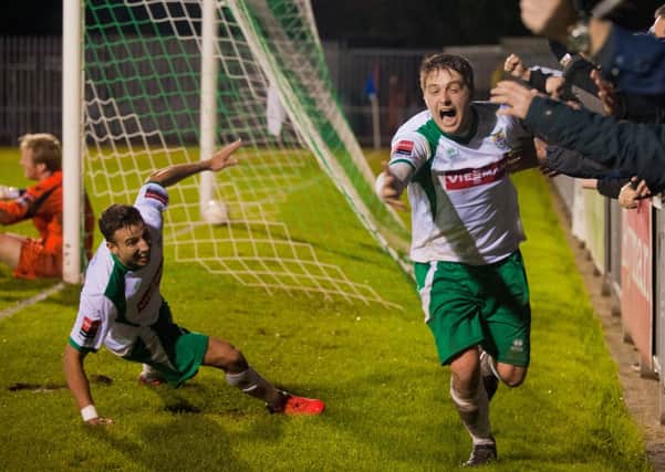 Terry Dodd celebrates after scoring the Rocks' fourth  Picture by Tommy McMillan