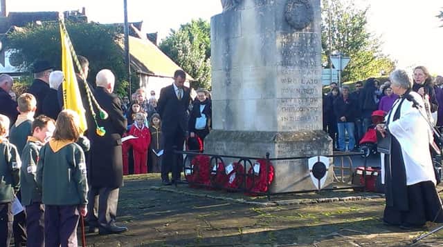 Crowds gathered in Eastergate to mark Remembrance Sunday