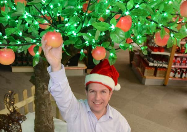 Dean Ridley from Haskins with the apple tree at the store
