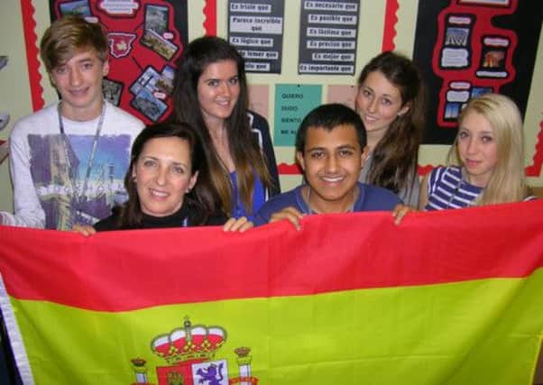 A-level Spanish students who took part in the sessions (left to right): Christopher Brent, Margarita Mortimer, Molly Evans;  Nadir Parkar; Sasha Vallis and Beth Berry