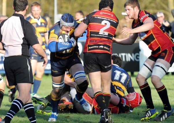 Charlie McGowan in action during Raiders' win over Cinderford on Saturday