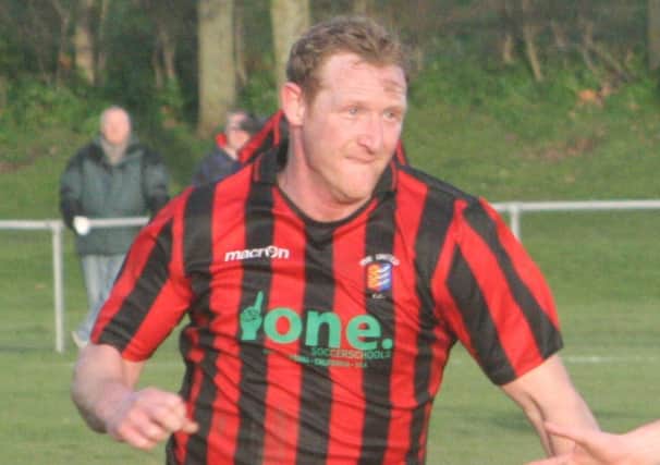 Andy Atkin scored Rye United's opening goal in the 3-0 win over Cove on Saturday. Picture by Terry S. Blackman