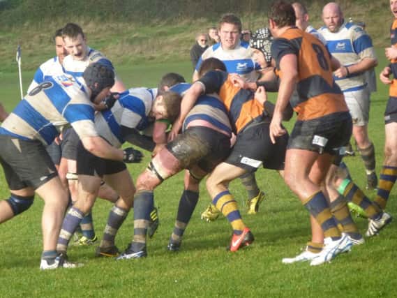 Action from Hastings & Bexhill's last game at home to Old Williamsonians a fortnight ago. Picture by Simon Newstead