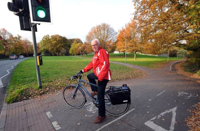 jpco-27-11-13 Peter Smith is encouraging people to use the Cycle paths in Crawley (Pic by Jon Rigby)