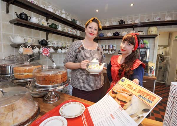 23/11/13- Opening of the new 1940's style cafe at Yesterday's World, Battle.  Adele Lanksford and Lottie Williamson