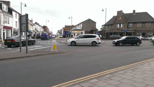 Traffic backed up on the Norfolk Bridgge Roundabout due to the queue in High Street