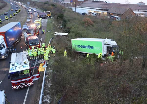 Emergency services deal with the incident on the A27 near the Southwick Tunnel PICTURE: EDDIE MITCHELL