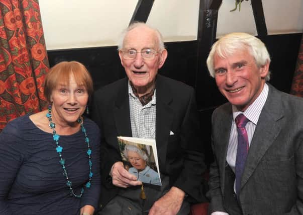 27/11/13- 100th birthday celebrations for Frank Renn, pictured here with daughter Judi Lightbody and son Mike Renn.