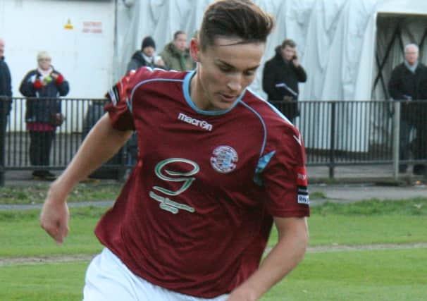 Josh Hare gave Hastings United a 3-2 victory at Worthing with his first goal for the club. Picture by Terry S. Blackman