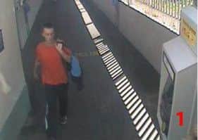 CCTV footage of man wanted by British Transport Police. Pictured at Barnham Railway Station