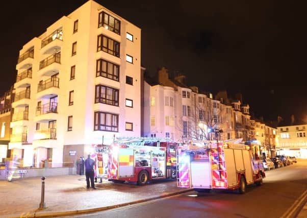 Fire engines outside the smoke-filled flat on Worthing seafront PICTURE: EDDIE MITCHELL