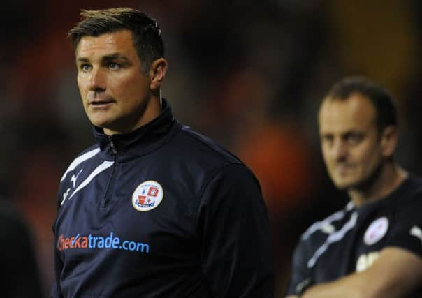 Crawley Town manager Richie Barker at Bramall Lane on Friday