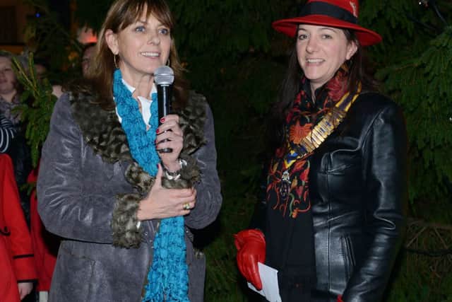 The Duchess of Norfolk, left, and Helen Seller, president of Arundel and District Rotary Club at the switch on      L50254H13