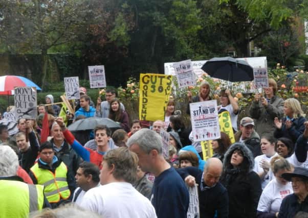 Protesters outside County Hall