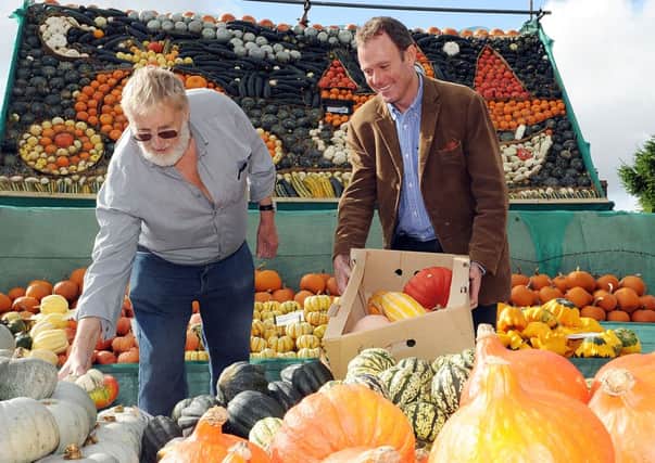 Robin Upton and Nick Herbert, MP for Arundel and the South Downs, at Pumpkin Farm in Slindon
