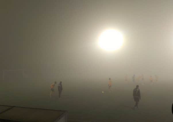 Fog at the abandoned game Horsham v Crawley Down Gatwick at Gorings Mead