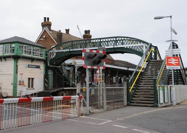 JPCT-09-03-12 Billingshurst. Station. Signal box and footbridge S12110010a -photo by Steve Cobb