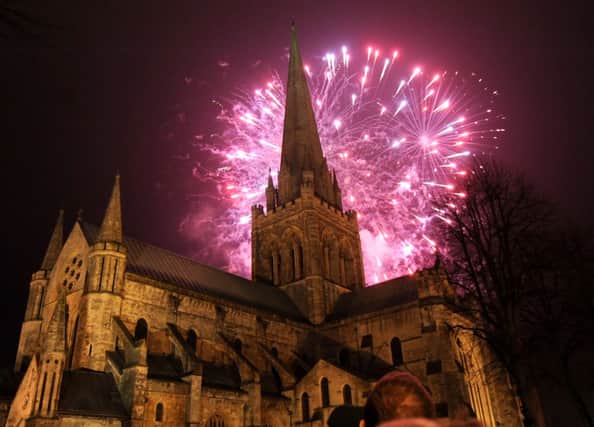Christmas fireworks light up the Cathedral spire

Picture by Louise Adams C131544-3 Chichester exmas lights