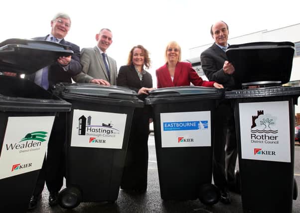 Cllr Bob Standley, leader of Wealden District Council, Cllr Jeremy Birch, leader of Hastings Borough Council, Nicola Peake, managing director of Kier, Cllr Gill Mattock, chairman of the Joint Waste Committee and Cllr Tony Gandley, from Rother District Council