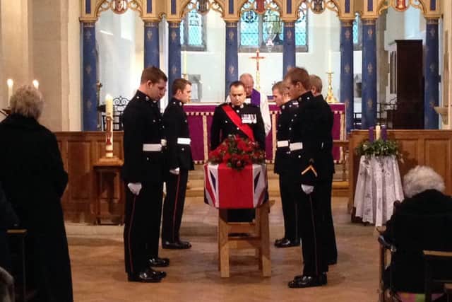 Royal Marines pictured during the funeral of Harold Kelly, in Littlehampton